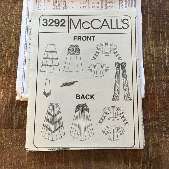 McCalls Sewing Pattern 3292 Victorian Wedding Dress Bridal Costume 6-10 UNCUT - Picture 3 of 3